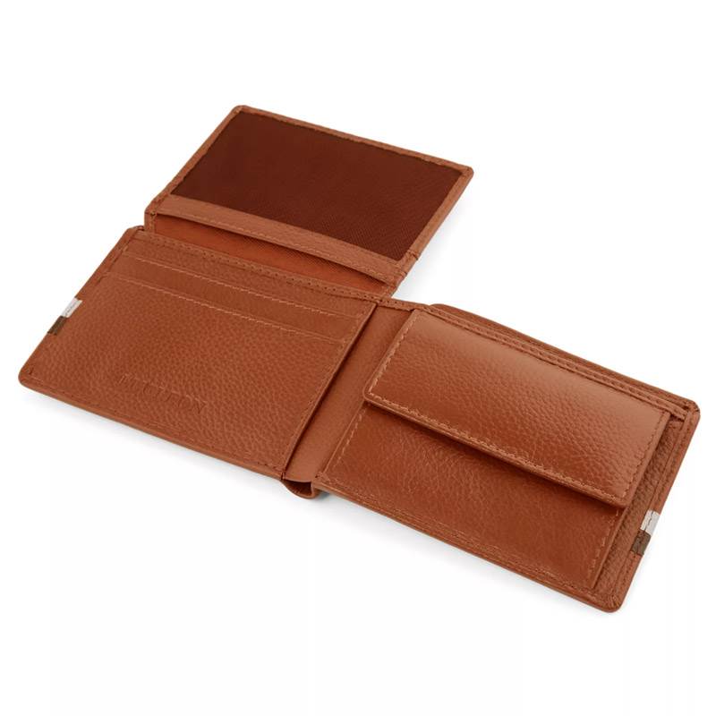 Portefeuille En Cuir Marron Anti Rfid Pour Cartes